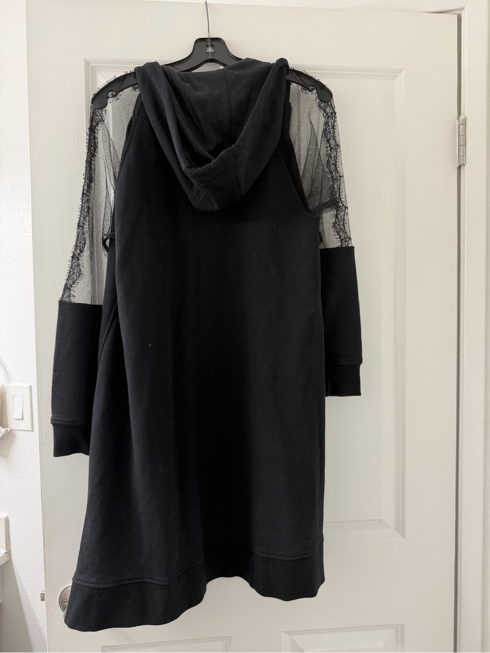 McQ by Alexander McQueen Black Mesh-Sleeve Hooded Coat